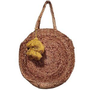 Bee & Willow Tassel Round Straw Bag Tote